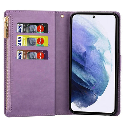 For Samsung Galaxy S24 Ultra Leather Case Zipper Wallet Glittery Phone Cover