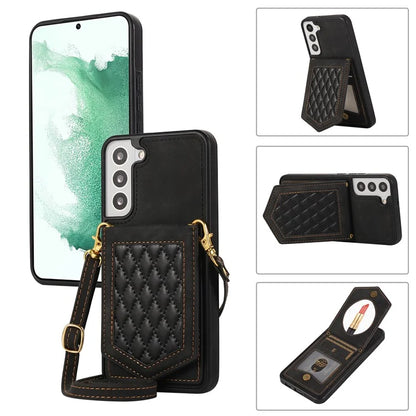 For Samsung Galaxy S24+ Phone Case RFID Blocking Hidden Mirror Cover with Shoulder Strap