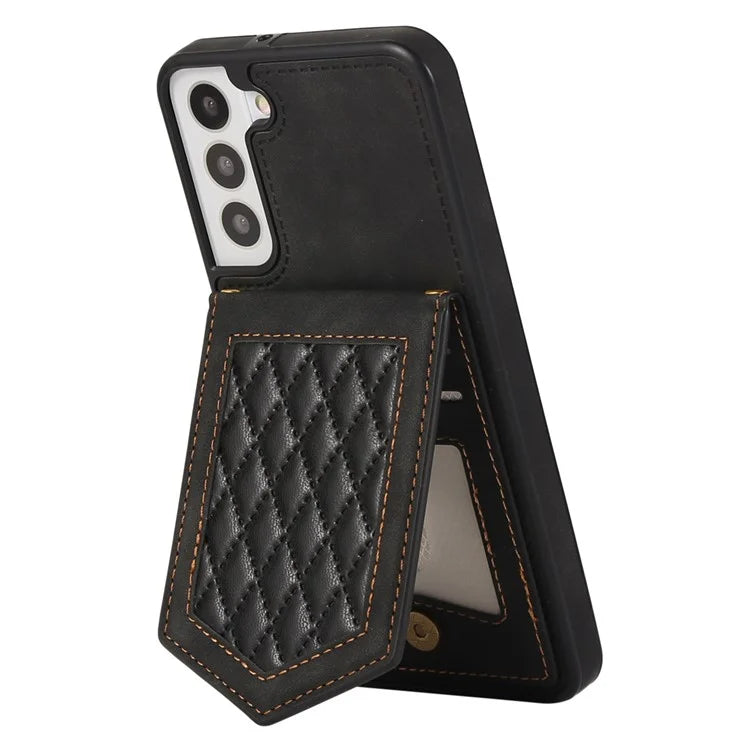 For Samsung Galaxy S24+ Phone Case RFID Blocking Hidden Mirror Cover with Shoulder Strap