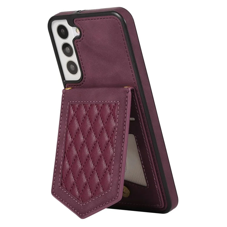 For Samsung Galaxy S24+ Phone Case RFID Blocking Hidden Mirror Cover with Shoulder Strap
