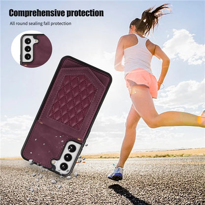 For Samsung Galaxy S24+ Phone Case RFID Blocking Hidden Mirror Cover with Shoulder Strap