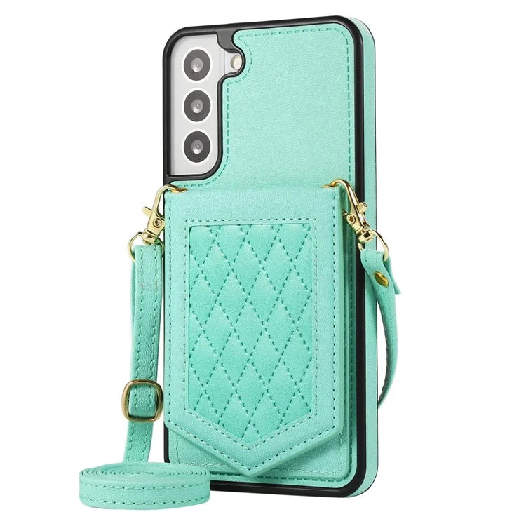 For Samsung Galaxy S24+ Phone Case RFID Blocking Hidden Mirror Cover with Shoulder Strap