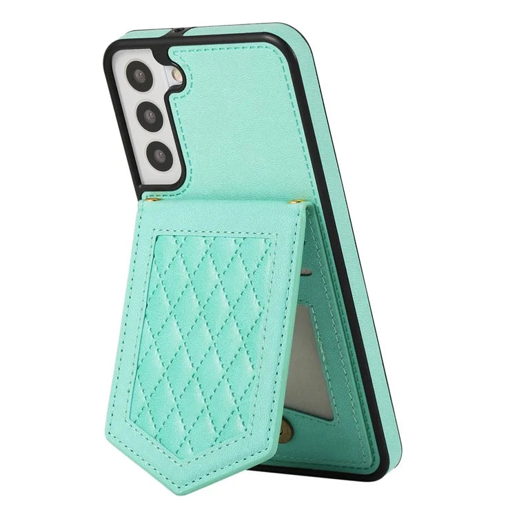 For Samsung Galaxy S24+ Phone Case RFID Blocking Hidden Mirror Cover with Shoulder Strap