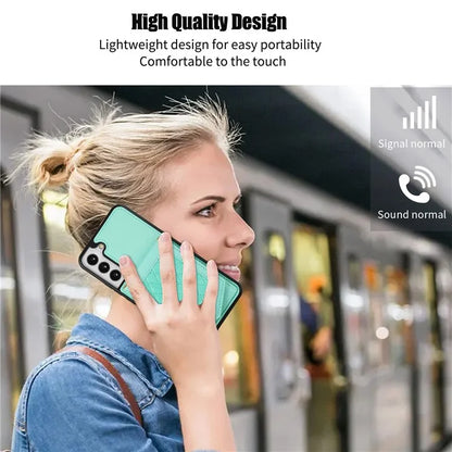 For Samsung Galaxy S24+ Phone Case RFID Blocking Hidden Mirror Cover with Shoulder Strap