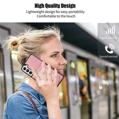 For Samsung Galaxy S24+ Phone Case RFID Blocking Hidden Mirror Cover with Shoulder Strap