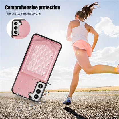 For Samsung Galaxy S24+ Phone Case RFID Blocking Hidden Mirror Cover with Shoulder Strap