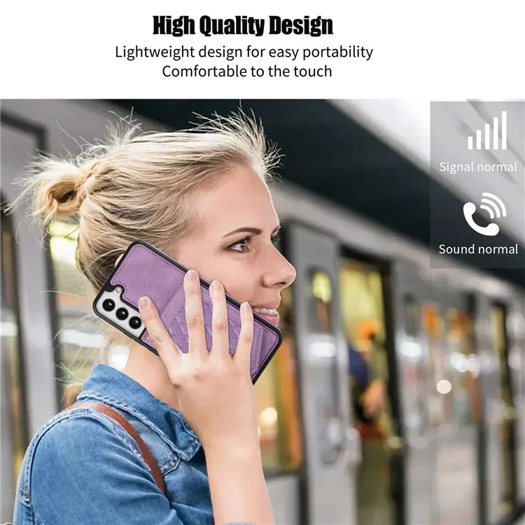 For Samsung Galaxy S24+ Phone Case RFID Blocking Hidden Mirror Cover with Shoulder Strap