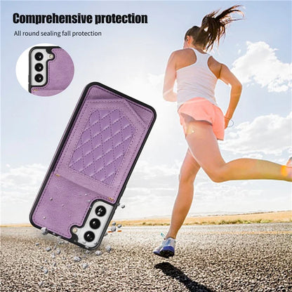 For Samsung Galaxy S24+ Phone Case RFID Blocking Hidden Mirror Cover with Shoulder Strap