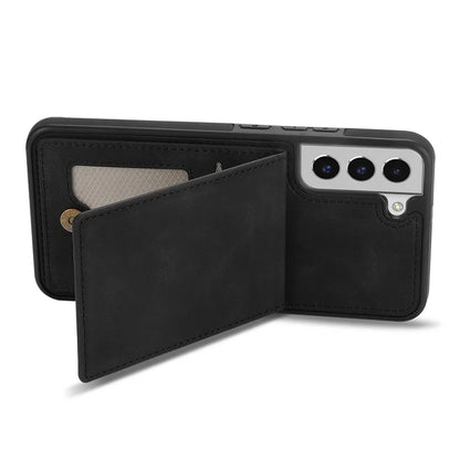 For Samsung Galaxy S24+ Solid Color Phone Case PU Leather Card Holder Cover