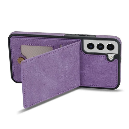 For Samsung Galaxy S24+ Solid Color Phone Case PU Leather Card Holder Cover