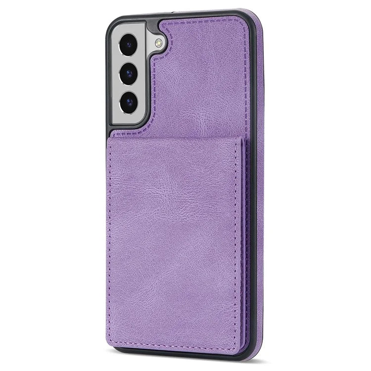 For Samsung Galaxy S24+ Solid Color Phone Case PU Leather Card Holder Cover