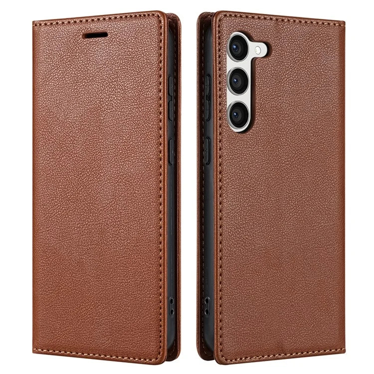 BKS-001 For Samsung Galaxy S24 Magnetic Case Anti-fall Leather Stand Card Slot Phone Cover