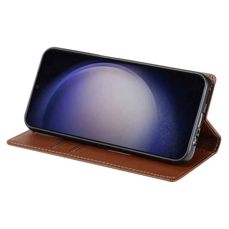 BKS-001 For Samsung Galaxy S24 Magnetic Case Anti-fall Leather Stand Card Slot Phone Cover