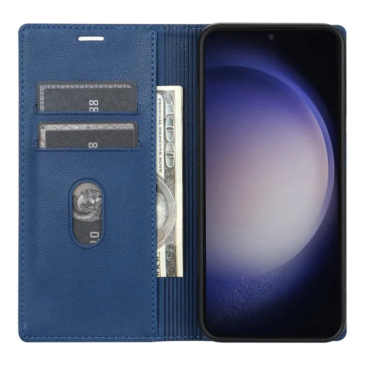 BKS-001 For Samsung Galaxy S24 Magnetic Case Anti-fall Leather Stand Card Slot Phone Cover