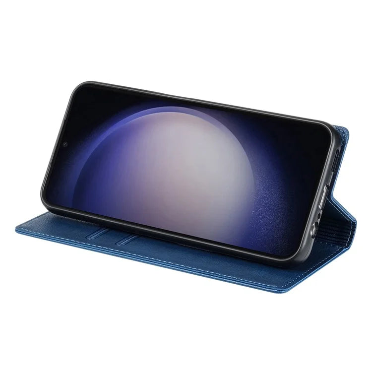 BKS-001 For Samsung Galaxy S24 Magnetic Case Anti-fall Leather Stand Card Slot Phone Cover