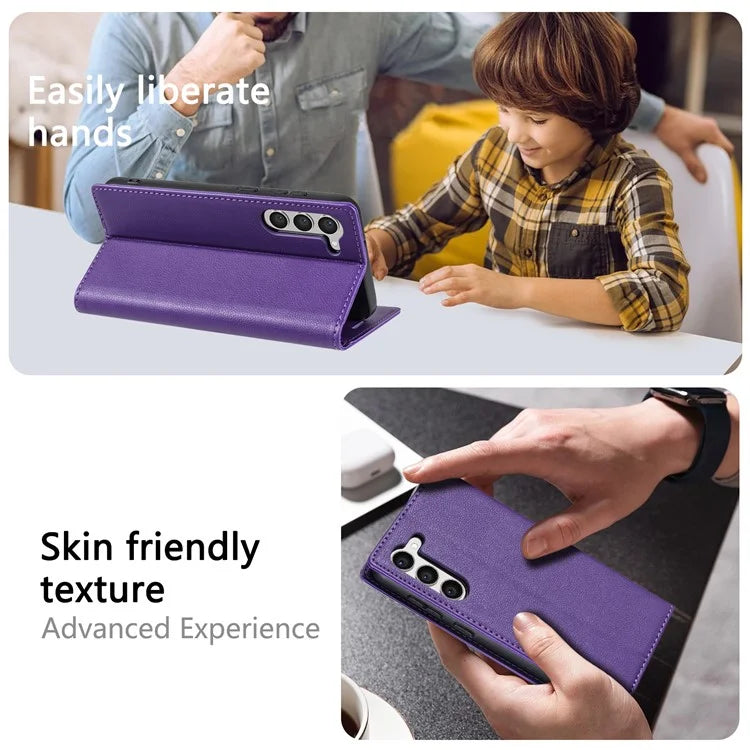 BKS-001 For Samsung Galaxy S24 Magnetic Case Anti-fall Leather Stand Card Slot Phone Cover