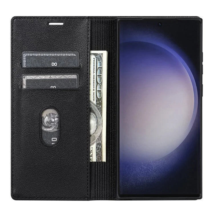 BKS-001 For Samsung Galaxy S24 Ultra Case PU Leather Stand Wallet Phone Protector