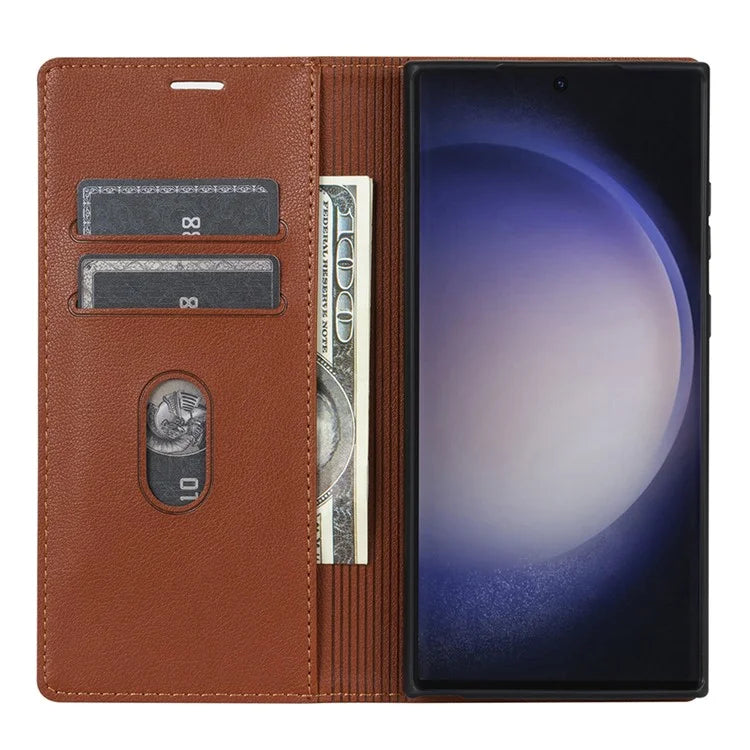 BKS-001 For Samsung Galaxy S24 Ultra Case PU Leather Stand Wallet Phone Protector