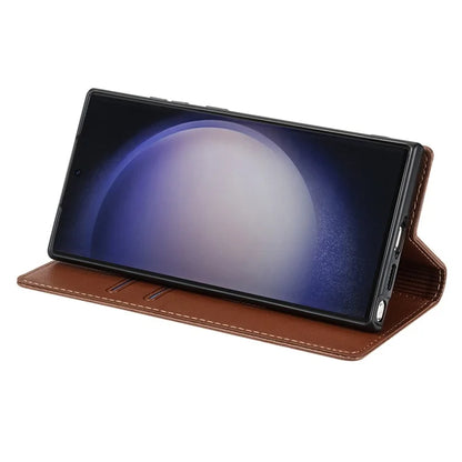 BKS-001 For Samsung Galaxy S24 Ultra Case PU Leather Stand Wallet Phone Protector