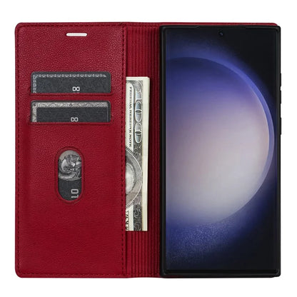 BKS-001 For Samsung Galaxy S24 Ultra Case PU Leather Stand Wallet Phone Protector