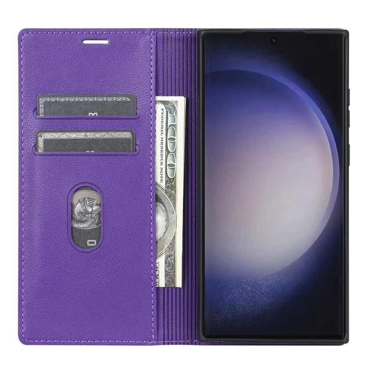 BKS-001 For Samsung Galaxy S24 Ultra Case PU Leather Stand Wallet Phone Protector