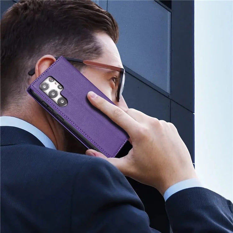 BKS-001 For Samsung Galaxy S24 Ultra Case PU Leather Stand Wallet Phone Protector