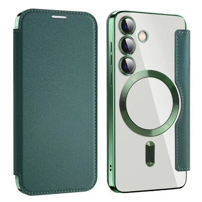 For Samsung Galaxy S24 Clear Case Compatible with MagSafe RFID Blocking Electroplating Phone Cover
