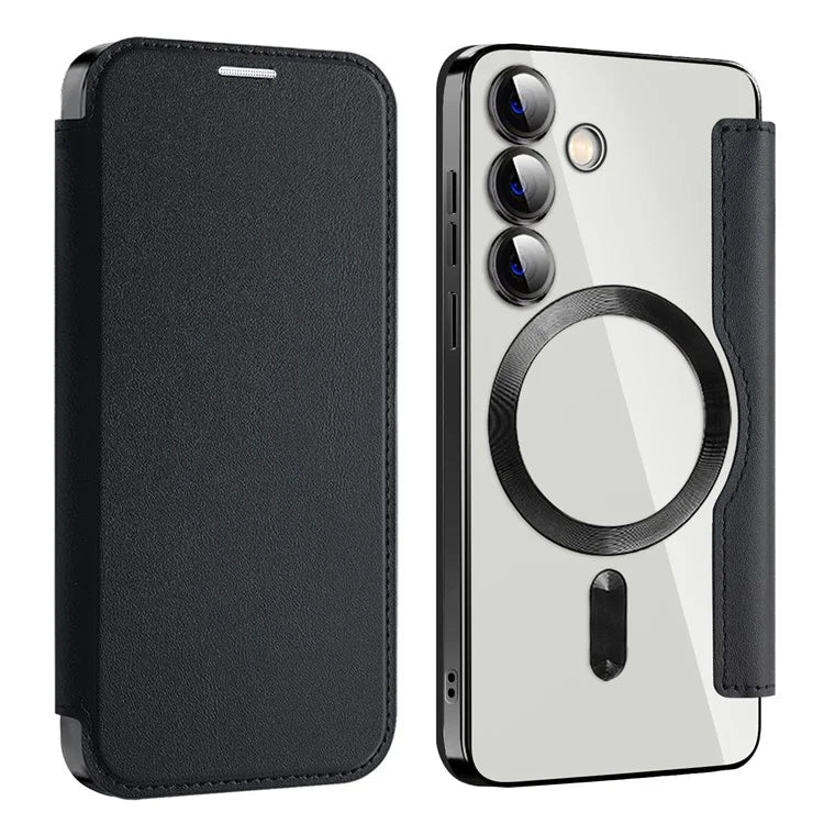 For Samsung Galaxy S24 Clear Case Compatible with MagSafe RFID Blocking Electroplating Phone Cover