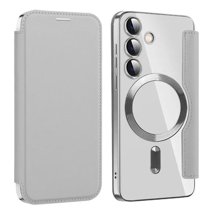 For Samsung Galaxy S24 Clear Case Compatible with MagSafe RFID Blocking Electroplating Phone Cover