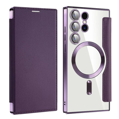 For Samsung Galaxy S24 Ultra Case Compatible with MagSafe Electroplating RFID Blocking Clear Phone Cover