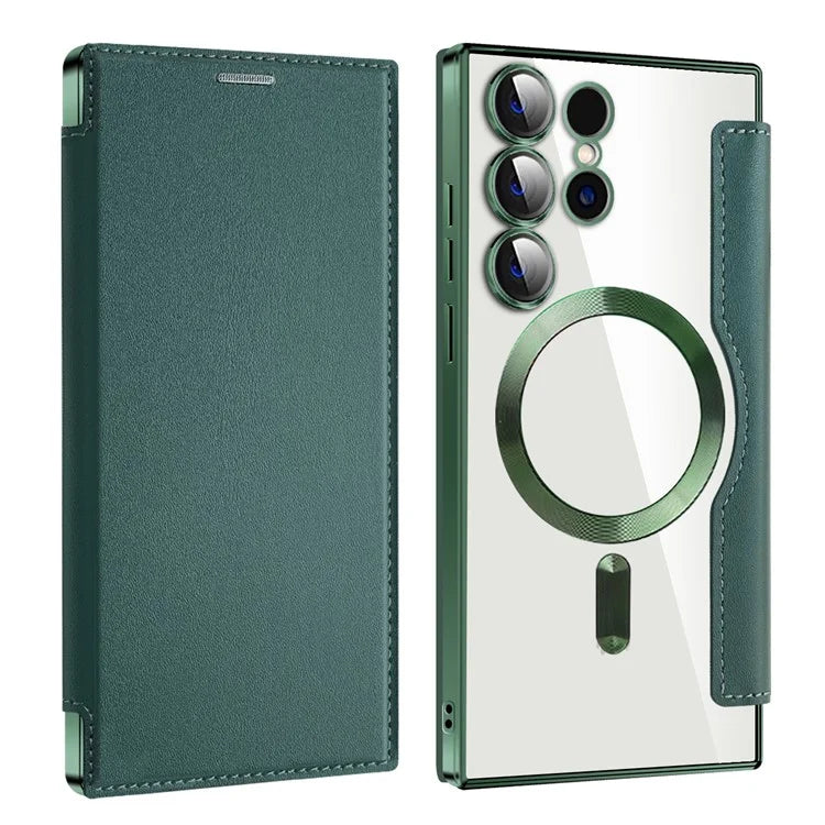 For Samsung Galaxy S24 Ultra Case Compatible with MagSafe Electroplating RFID Blocking Clear Phone Cover