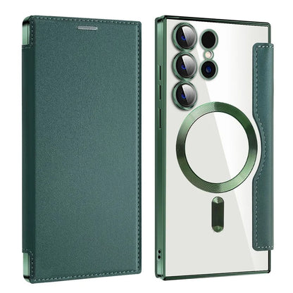 For Samsung Galaxy S24 Ultra Case Compatible with MagSafe Electroplating RFID Blocking Clear Phone Cover