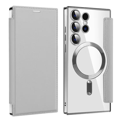 For Samsung Galaxy S24 Ultra Case Compatible with MagSafe Electroplating RFID Blocking Clear Phone Cover