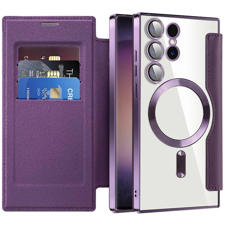 For Samsung Galaxy S24 Ultra Case Compatible with MagSafe Electroplating RFID Blocking Clear Phone Cover