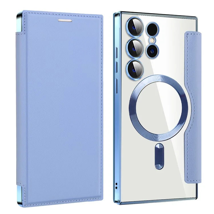 For Samsung Galaxy S24 Ultra Case Compatible with MagSafe Electroplating RFID Blocking Clear Phone Cover
