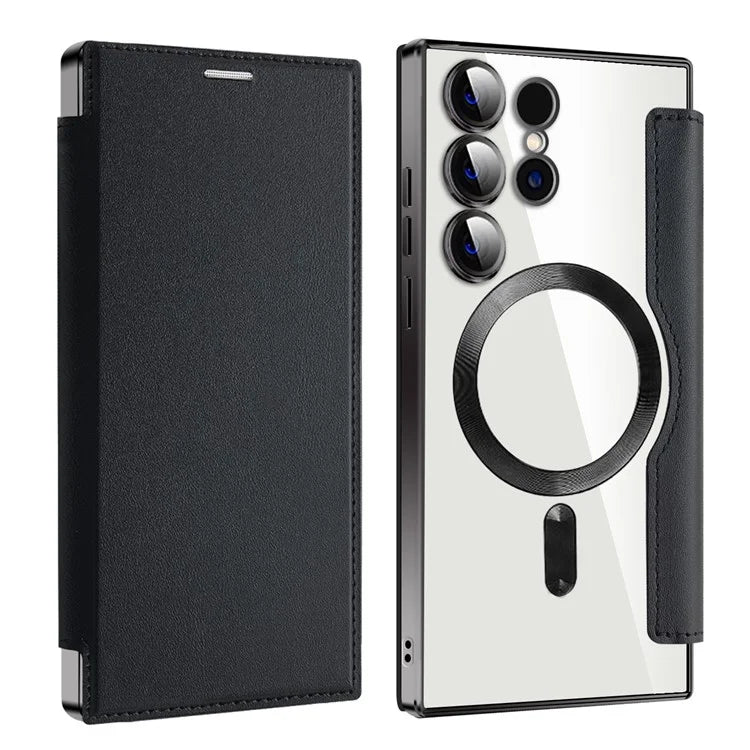 For Samsung Galaxy S24 Ultra Case Compatible with MagSafe Electroplating RFID Blocking Clear Phone Cover