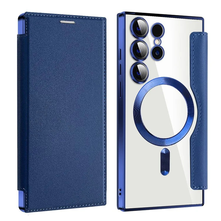 For Samsung Galaxy S24 Ultra Case Compatible with MagSafe Electroplating RFID Blocking Clear Phone Cover