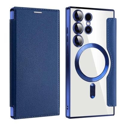 For Samsung Galaxy S24 Ultra Case Compatible with MagSafe Electroplating RFID Blocking Clear Phone Cover