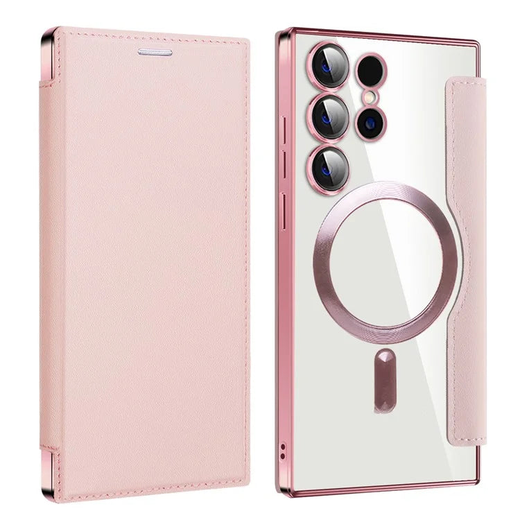 For Samsung Galaxy S24 Ultra Case Compatible with MagSafe Electroplating RFID Blocking Clear Phone Cover