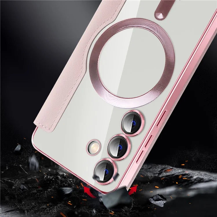For Samsung Galaxy S24+ Case Card Holder Shockproof Phone Cover Compatible with MagSafe