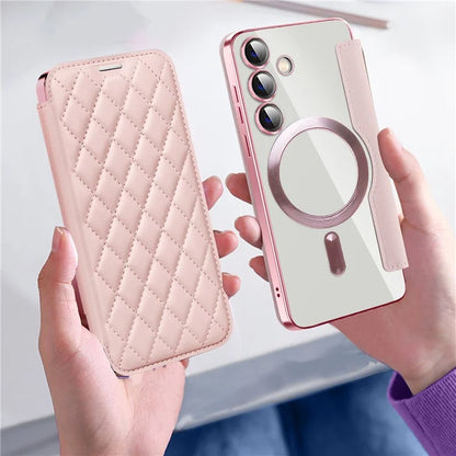 For Samsung Galaxy S24+ Case Card Holder Shockproof Phone Cover Compatible with MagSafe