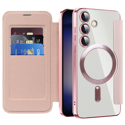 For Samsung Galaxy S24+ Case Card Holder Shockproof Phone Cover Compatible with MagSafe