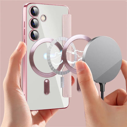 For Samsung Galaxy S24+ Case Card Holder Shockproof Phone Cover Compatible with MagSafe