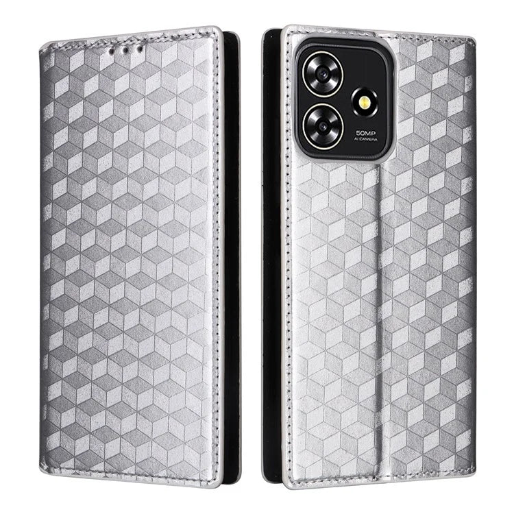 For ZTE Blade A73 4G / Blade V50 Smart / Blade V50 Desig 4G / Axon 50 Lite Wallet Phone Case Rhombus Imprinted PU Leather Folio Flip Cover