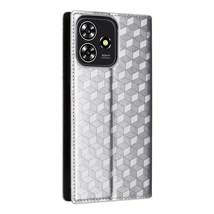 For ZTE Blade A73 4G / Blade V50 Smart / Blade V50 Desig 4G / Axon 50 Lite Wallet Phone Case Rhombus Imprinted PU Leather Folio Flip Cover