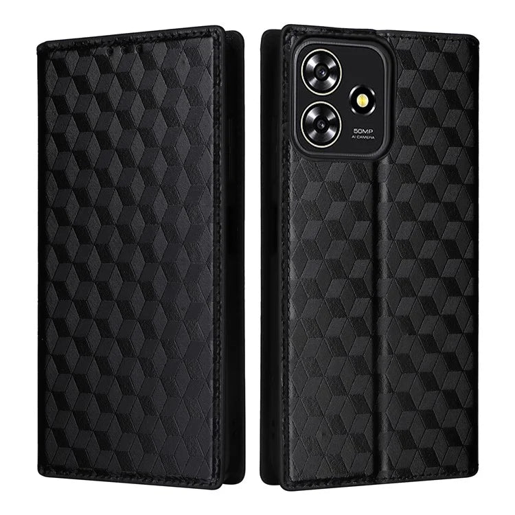 For ZTE Blade A73 4G / Blade V50 Smart / Blade V50 Desig 4G / Axon 50 Lite Wallet Phone Case Rhombus Imprinted PU Leather Folio Flip Cover