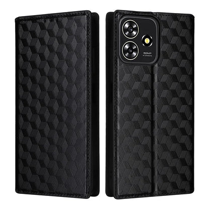 For ZTE Blade A73 4G / Blade V50 Smart / Blade V50 Desig 4G / Axon 50 Lite Wallet Phone Case Rhombus Imprinted PU Leather Folio Flip Cover