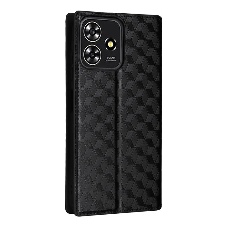 For ZTE Blade A73 4G / Blade V50 Smart / Blade V50 Desig 4G / Axon 50 Lite Wallet Phone Case Rhombus Imprinted PU Leather Folio Flip Cover