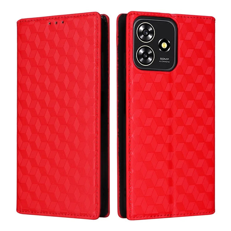 For ZTE Blade A73 4G / Blade V50 Smart / Blade V50 Desig 4G / Axon 50 Lite Wallet Phone Case Rhombus Imprinted PU Leather Folio Flip Cover