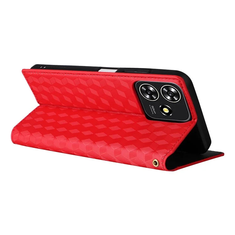 For ZTE Blade A73 4G / Blade V50 Smart / Blade V50 Desig 4G / Axon 50 Lite Wallet Phone Case Rhombus Imprinted PU Leather Folio Flip Cover